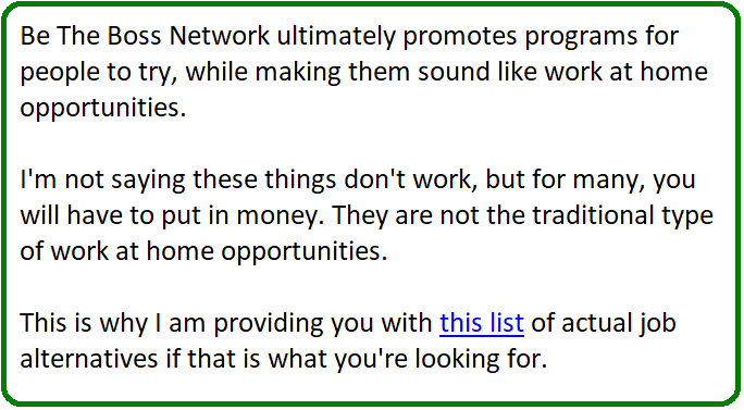 be the boss network work at home opportunities