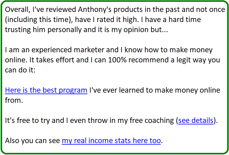 success with anthony alternative