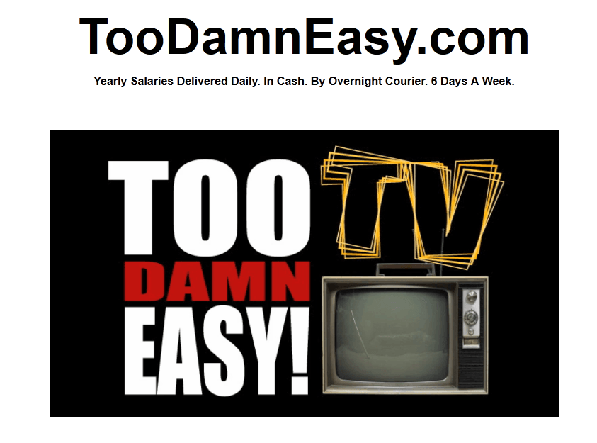 too damn easy homepage screenshot