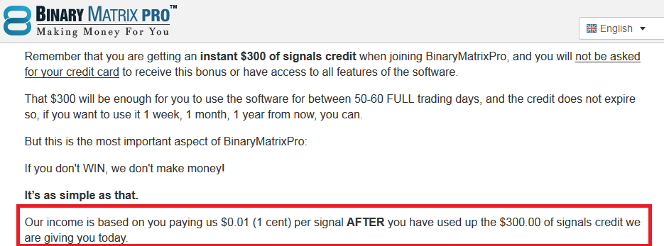 binary matrix pro incentive