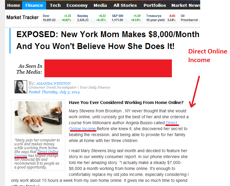 direct online income scam