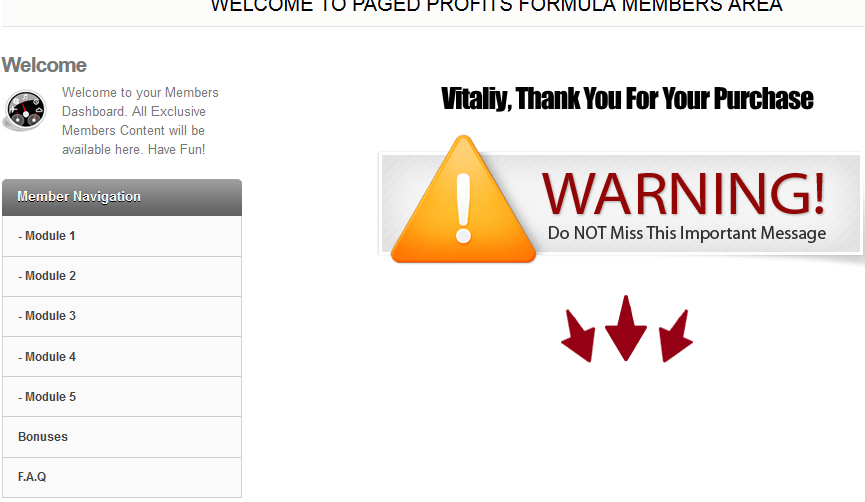 paged profits formula inside look