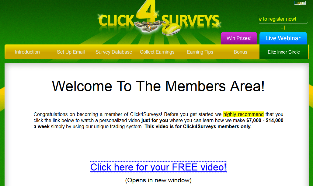 click 4 surveys members area