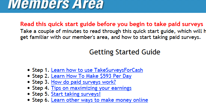 take surveys for cash members area