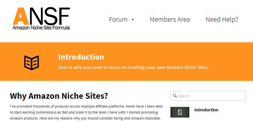 amazon niche site formula members area