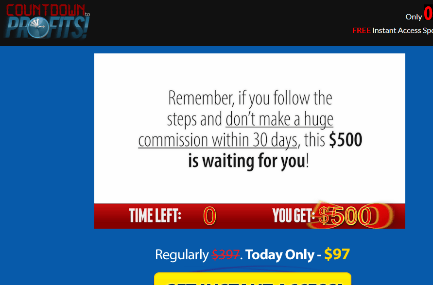 countdown to profits sales page