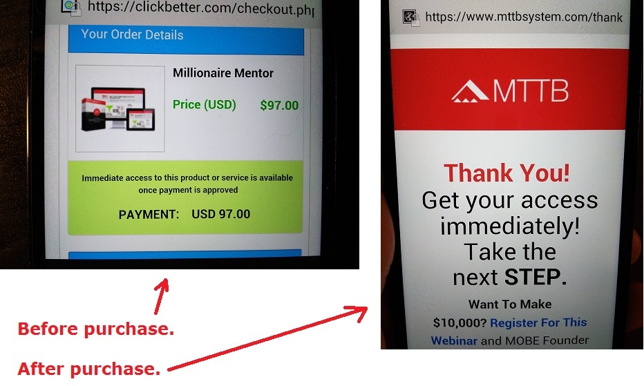 my millionaire mentor purchase proof