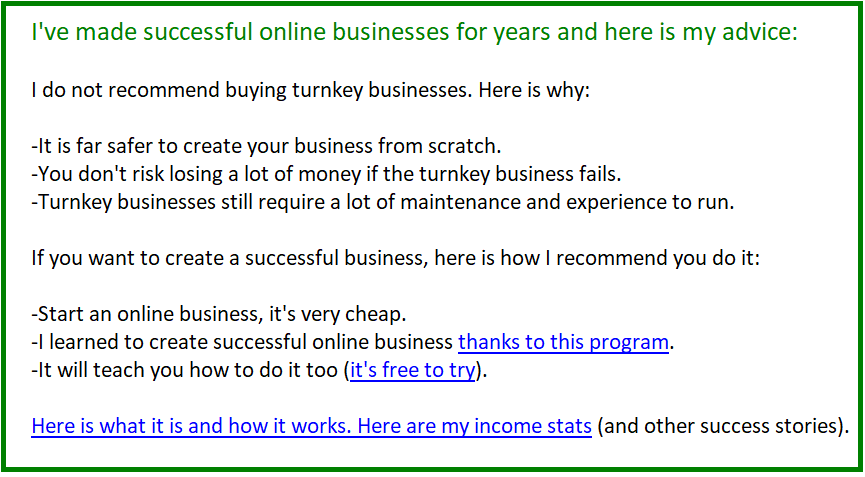 turnkey business alternative