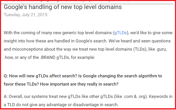 how does google treat gtld