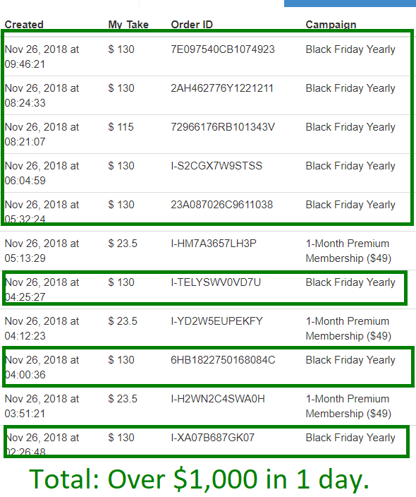 black friday $1,000 made in 1 day