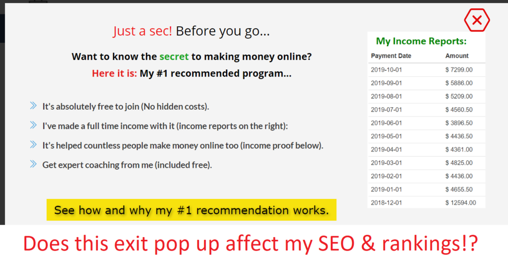 do pop ups on a website affect seo
