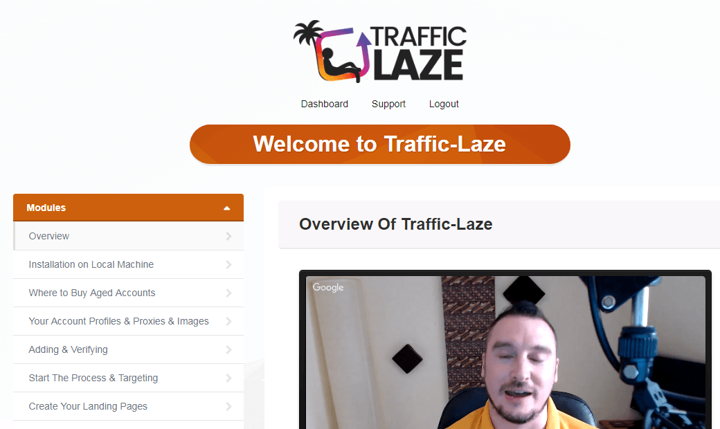 traffic laze members area screenshot