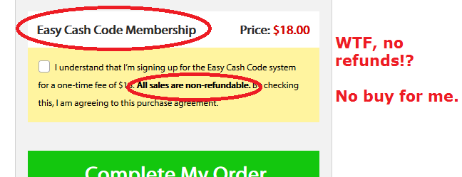 easy cash code refund policy