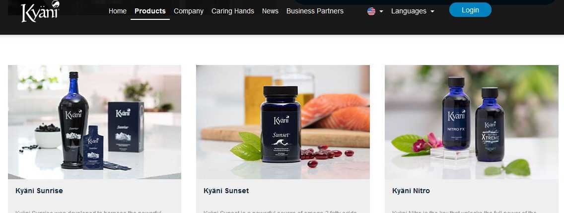 kyani products list screenshot