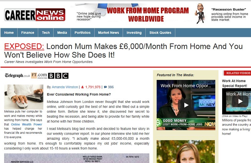 work at home special report site