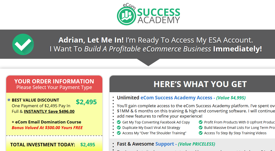 ecom success academy review