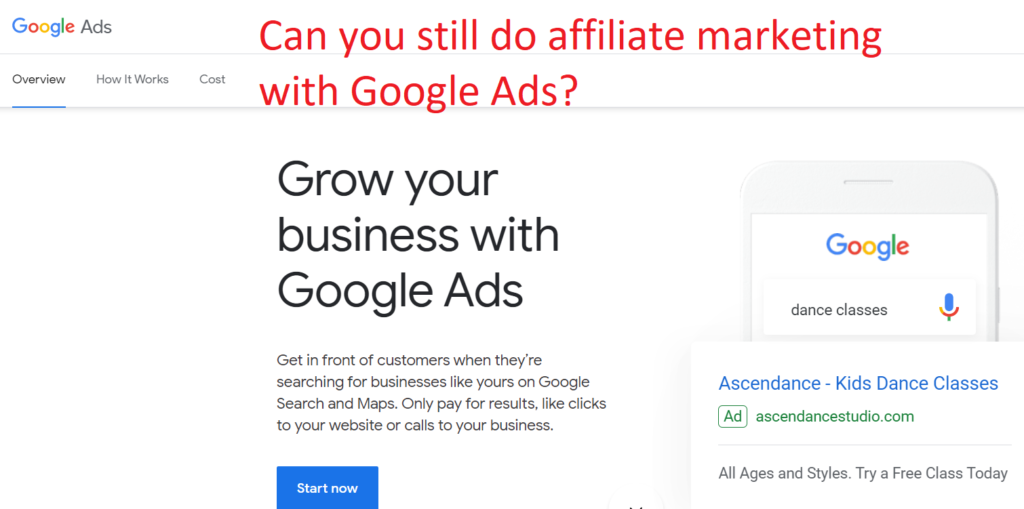 can you still do affiliate marketing with google ads
