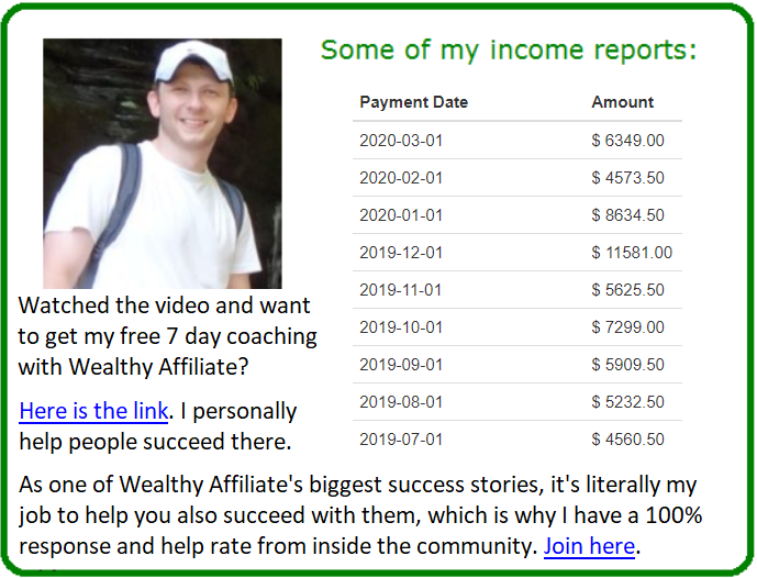 wealthy affiliate success story picture